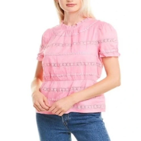 J. Crew NWT❗️Daisy Chain Pink Ruffled Women's Top - Picture 8 of 8